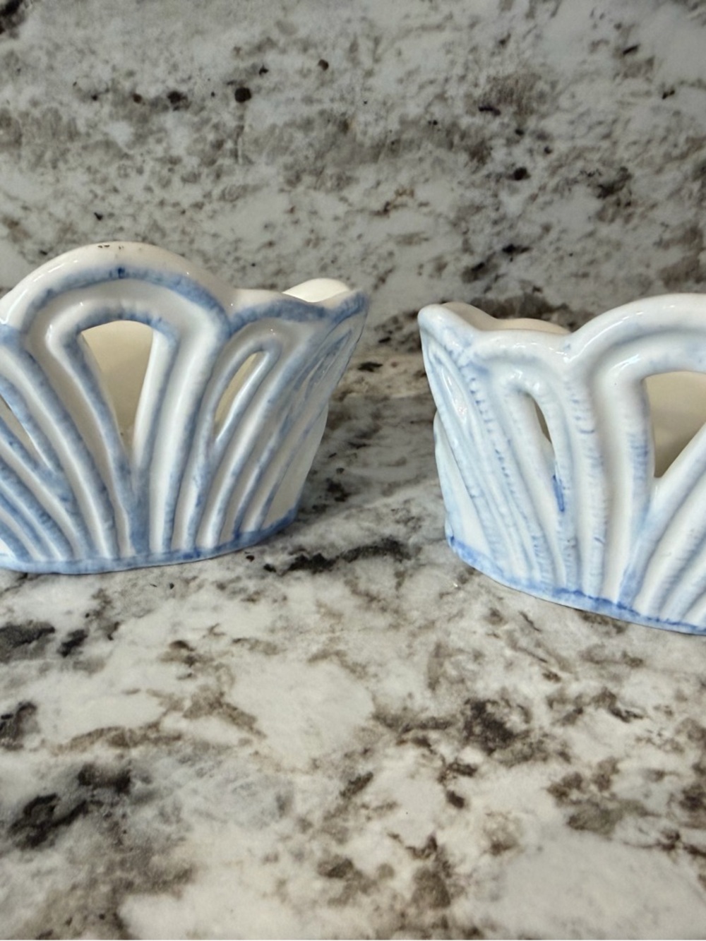 Vintage Fine Bone China Classic Blue and White Ceramic Napkin Rings Set of 4